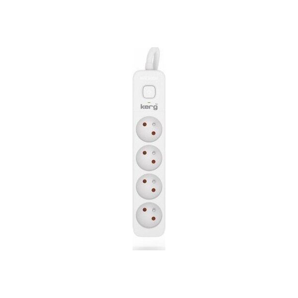 Kerg Przedłużacz KERG z wyłącznikiem-4 gniazda-biało-szary-10m-16A-H05VV-F-3x1,5mm2
