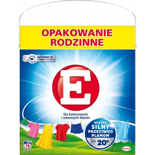 Henkel 2x Proszek do prania E do kolorowych i ciemnych tkanin 75 prań 4,125kg