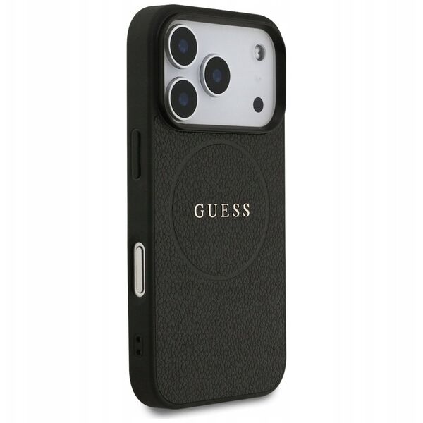 Guess Grained Ring MagSafe case for iPhone 17 Pro black