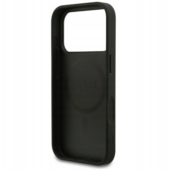 Guess Grained Ring MagSafe case for iPhone 17 Pro black
