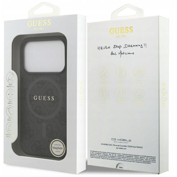 Guess 4G Ring Classic Logo MagSafe case for iPhone 17 Pro black