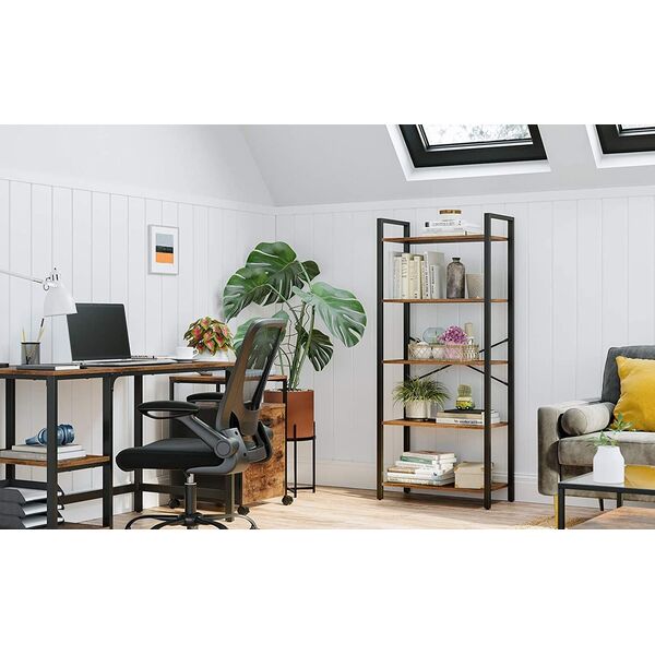 Regał do salonu rustykalny brąz loft 5 półek na książki nowoczesny