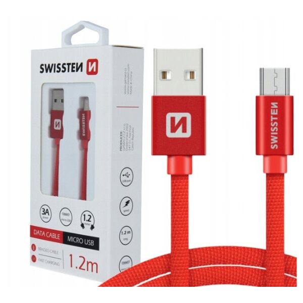 Swissten Textile Quick Charge Universal Micro USB Data and Charging Cable 3m