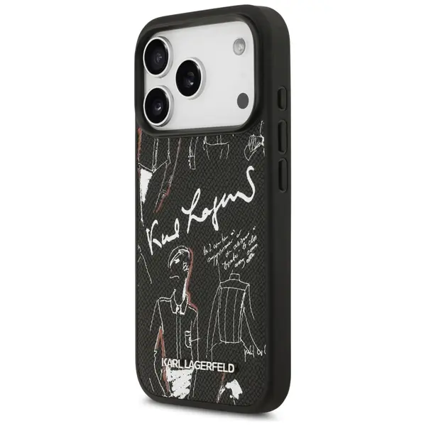 Etui Karl Lagerfeld Grained Pattern &     Logo MagSafe do iPhone 17 Pro czarny