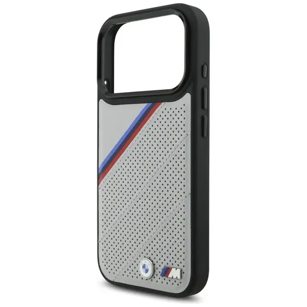 Etui BMW M Tricolor Metal Logo MagSafe    do iPhone 17 Pro szary