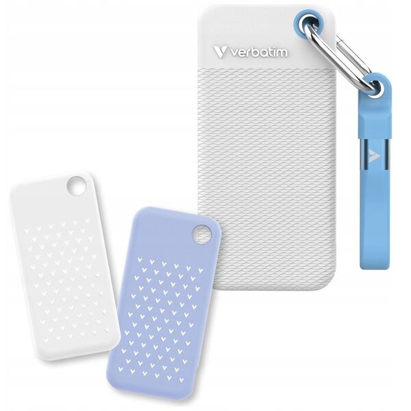 Dysk Zewnętrzny Verbatim Pocket SSD 1TB USB-C 3.2 gen.2 biały-jasnoniebieski 32320