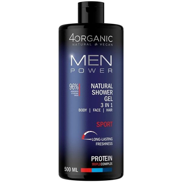 4organic Men Power naturalny żel pod prysznic 3w1 Sport 500ml