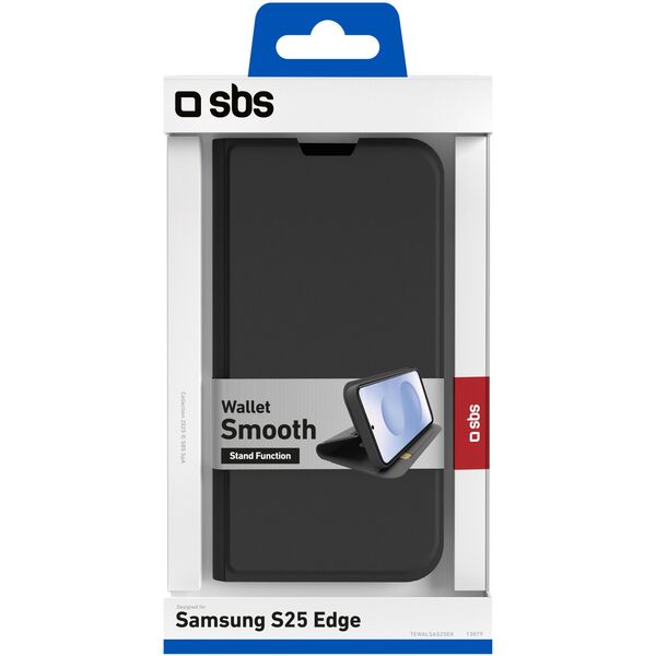 Etui SBS Wallet z podstawką i portfelem na Samsung Galaxy S25 Edge - czarne