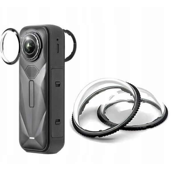 Zestaw Osłon 2x Poliwęglan Ochrona Osłona Na Obiektyw Do Insta360 X5 / X 5 / Dca2843