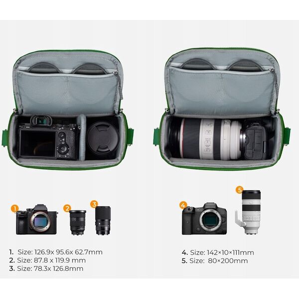 Kabura Torba Fotograficzna Foto Sling Na Aparat Dslr Dron Kamerę Gimbal K&f / Kf13.179v8 / Zielony