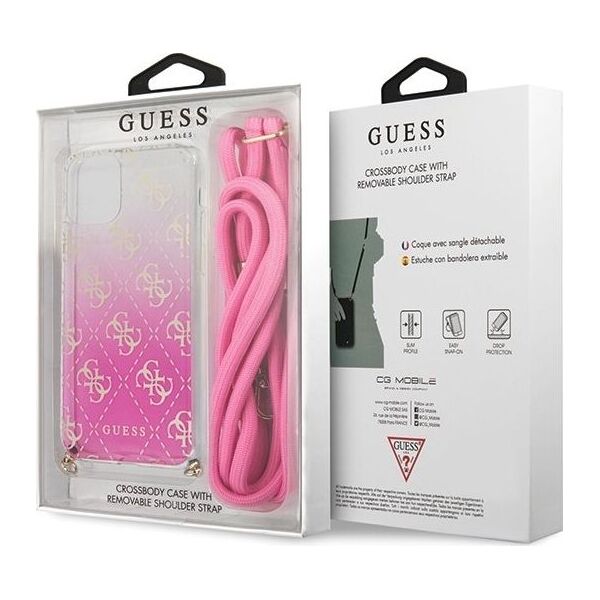 Guess Guess GUHCN65WO4GPI iPhone 11 Pro Max różowy/pink hard case 4G Gradient uniwersalny