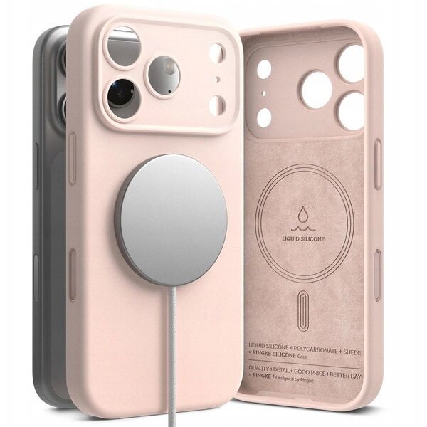 Etui Ringke Silicone Magnetic MagSafe do Apple iPhone 17 Pro Pink Sand