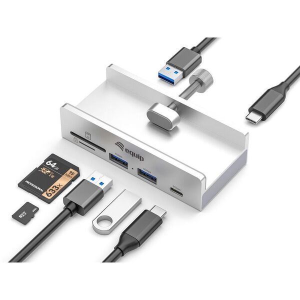 Equip 128968 huby i koncentratory USB 3.2 Gen 1 (3.1 Gen 1) Type-A 5000 Mbit/s Aluminium