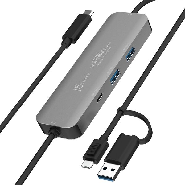 j5create JCH462-N huby i koncentratory USB 3.2 Gen 1 (3.1 Gen 1) Type-A + Type-C 5000 Mbit/s Szary