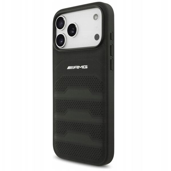 Case AMG Leather Debossed Lines Logo for  iPhone 17 Pro Max black