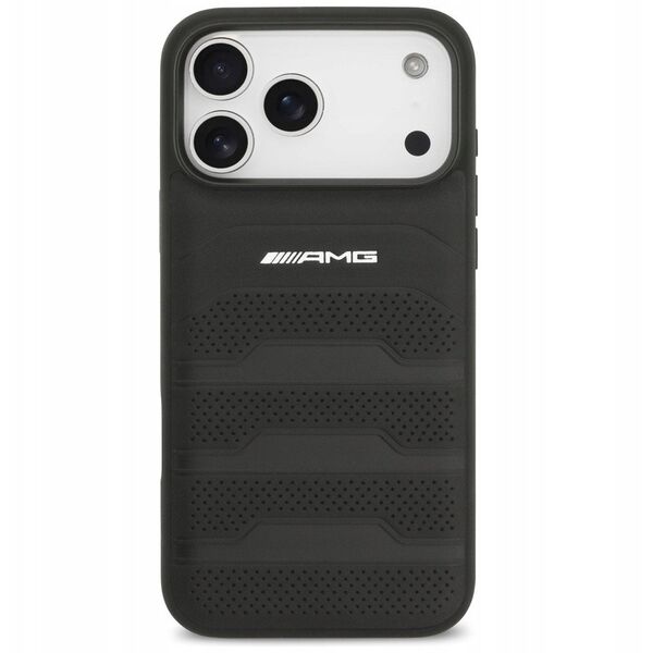 Case AMG Leather Debossed Lines Logo for  iPhone 17 Pro Max black