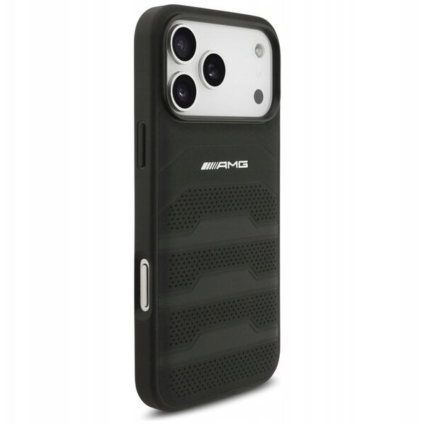Case AMG Leather Debossed Lines Logo for  iPhone 17 Pro Max black