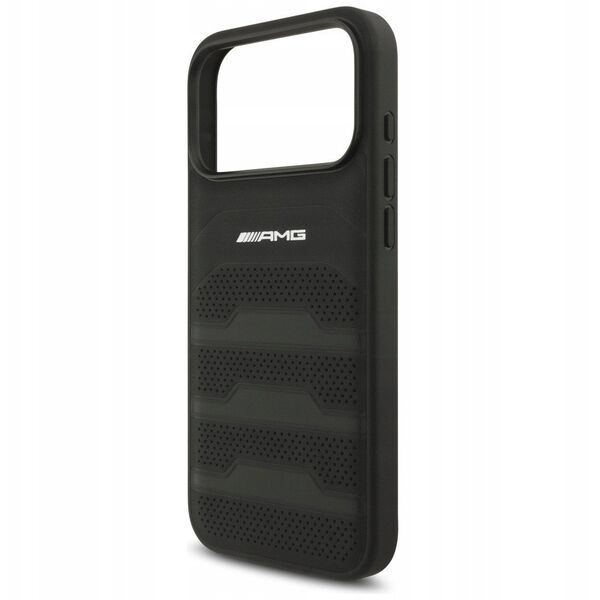 Case AMG Leather Debossed Lines Logo for  iPhone 17 Pro Max black