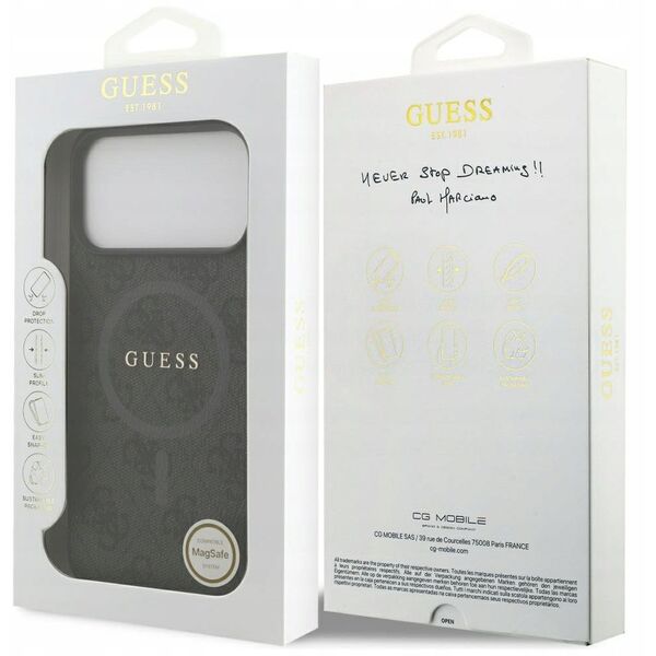 Etui Guess 4G Ring Classic Logo MagSafe do Apple iPhone 17 Pro Max czarny