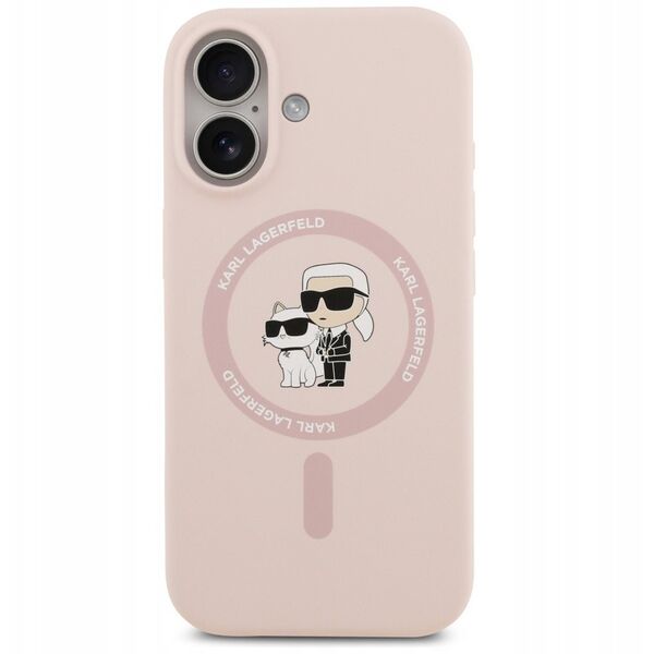 Etui Karl Lagerfeld Silicone Karl&Choupette Ring MagSafe do Apple iPhone 17 różowy