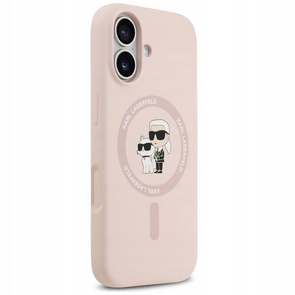 Etui Karl Lagerfeld Silicone Karl&Choupette Ring MagSafe do Apple iPhone 17 różowy