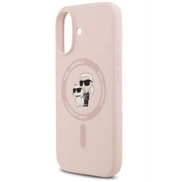 Etui Karl Lagerfeld Silicone Karl&Choupette Ring MagSafe do Apple iPhone 17 różowy