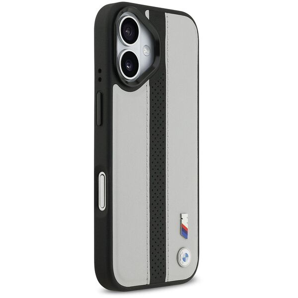 Case BMW M Perforated Stripe Logo MagSafe for iPhone 17 gray