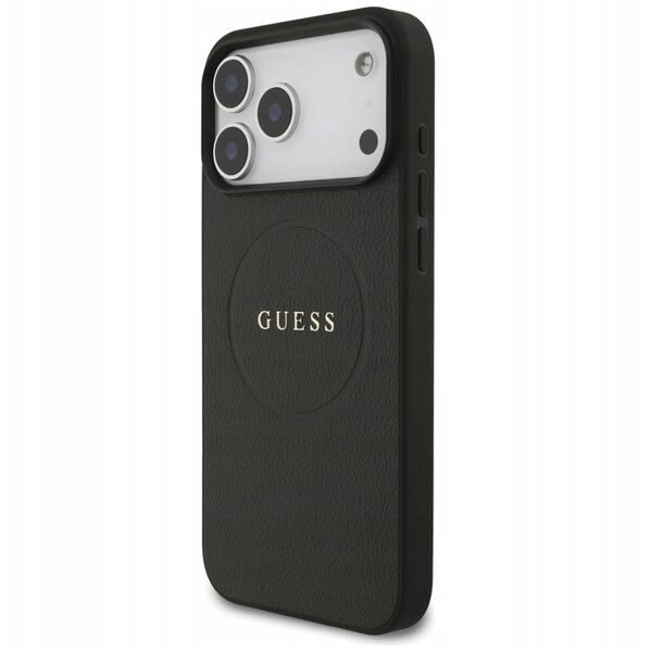 Etui Guess Grained Ring MagSafe do iPhone 17 Pro Max czarny