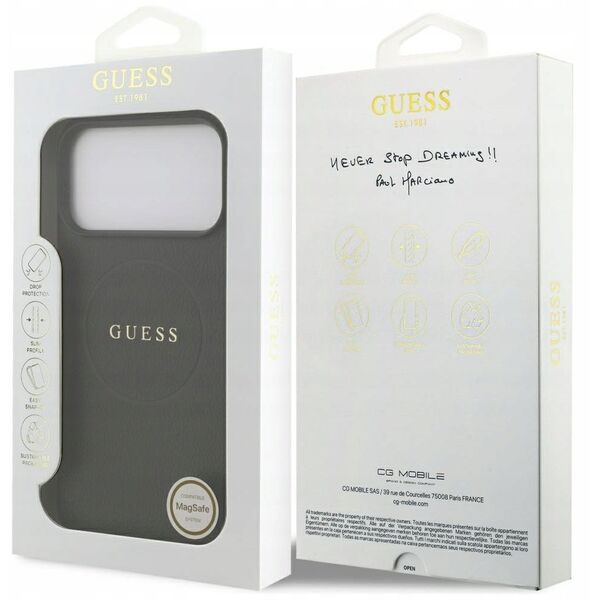 Etui Guess Grained Ring MagSafe do iPhone 17 Pro Max czarny