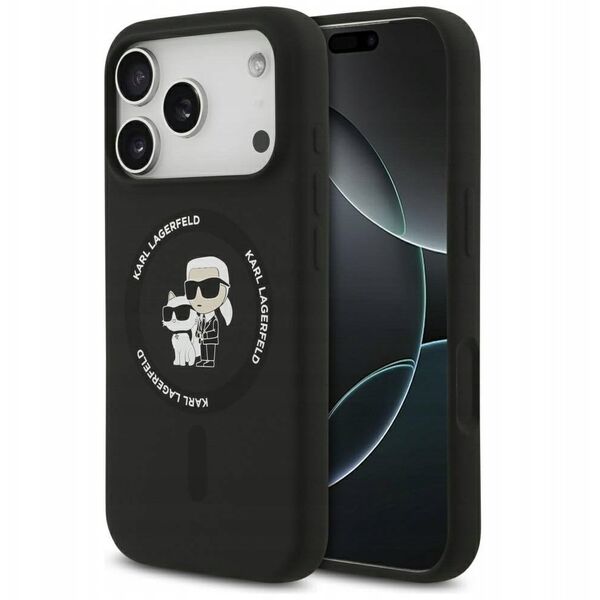 Etui Karl Lagerfeld Silicone Karl&Choupette Ring MagSafe do iPhone 17 Pro czarny