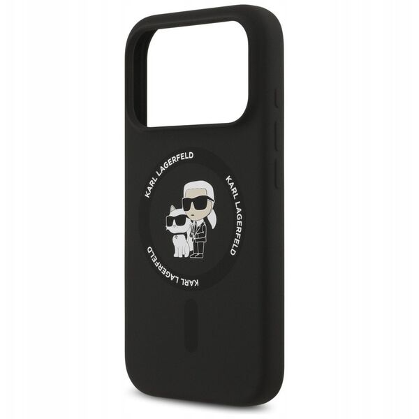 Etui Karl Lagerfeld Silicone Karl&Choupette Ring MagSafe do iPhone 17 Pro czarny