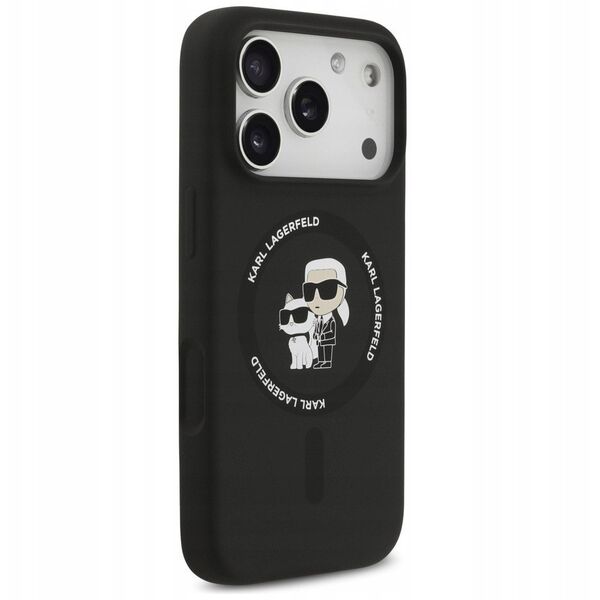 Etui Karl Lagerfeld Silicone Karl&Choupette Ring MagSafe do iPhone 17 Pro czarny
