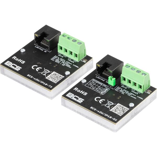 BCS Zestaw aktywnych konwerterów do transmisji danych z sieci Ethernet oraz zasilania PoE BCS-X2W/IP10