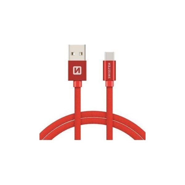 Καλώδιο USB Swissten Universalus καλώδιο Swissten Textile USB-C 3.1, 2.0 m, κόκκινο χρώμα
