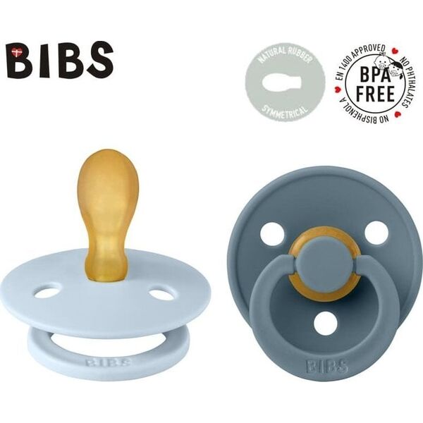 BIBS COLOUR SYMMETRICAL 2-PACK BABY BLUE & PETROL M Smoczek Symetryczny kauczuk Hevea