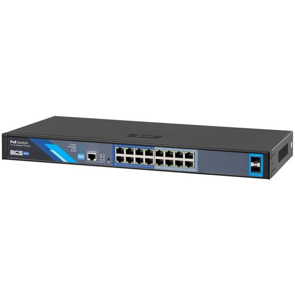 16 portowy switch PoE zarządzalny BCS-B-SP16G-2SFP-M