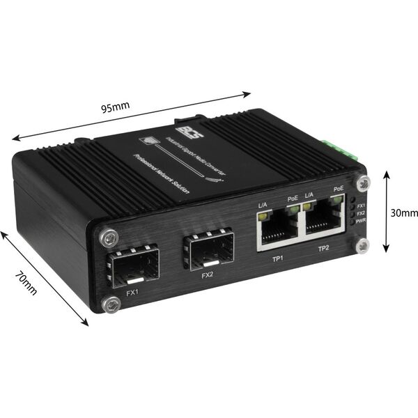 2 portowy przemysłowy switch PoE na szynę DIN BCS-ISP02G-2SFP