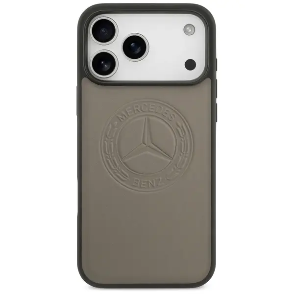 Etui Mercedes Leather Vintage Logo MagSafe do iPhone 17 Pro Max taupe