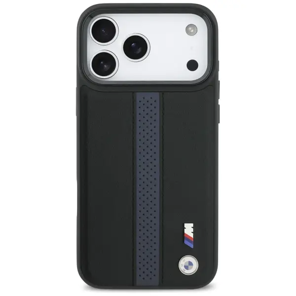 Etui BMW M Perforated Stripe Logo         MagSafe do iPhone 17 Pro Max niebieski