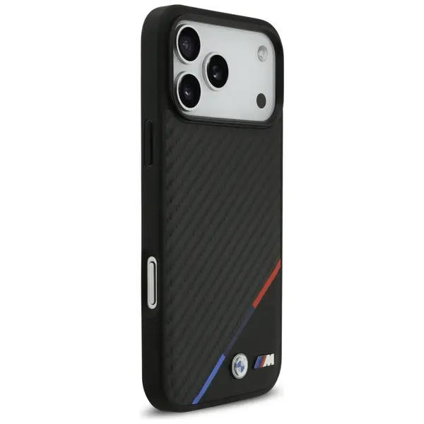 Case BMW M Carbon Tricolor Line MagSafe for iPhone 17 Pro Max black