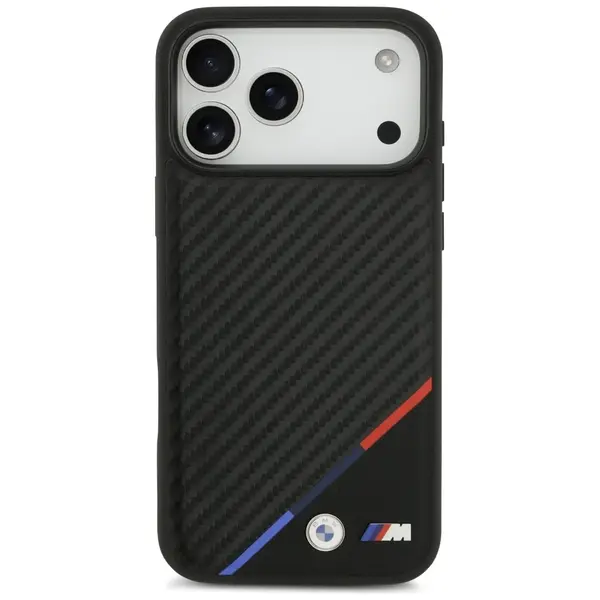 Case BMW M Carbon Tricolor Line MagSafe for iPhone 17 Pro Max black