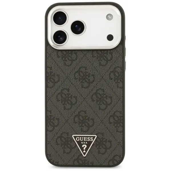 Etui Guess 4G Triangle Logo MagSafe do iPhone 17 Pro Max czarny srebrny
