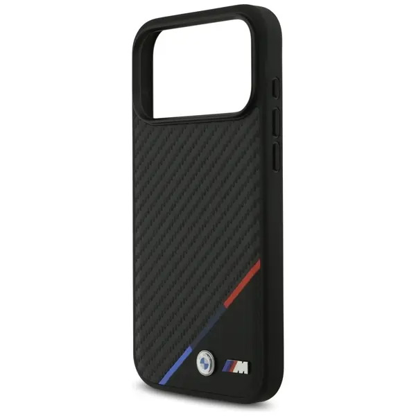 Case BMW M Carbon Tricolor Line MagSafe for iPhone 17 Pro Max black