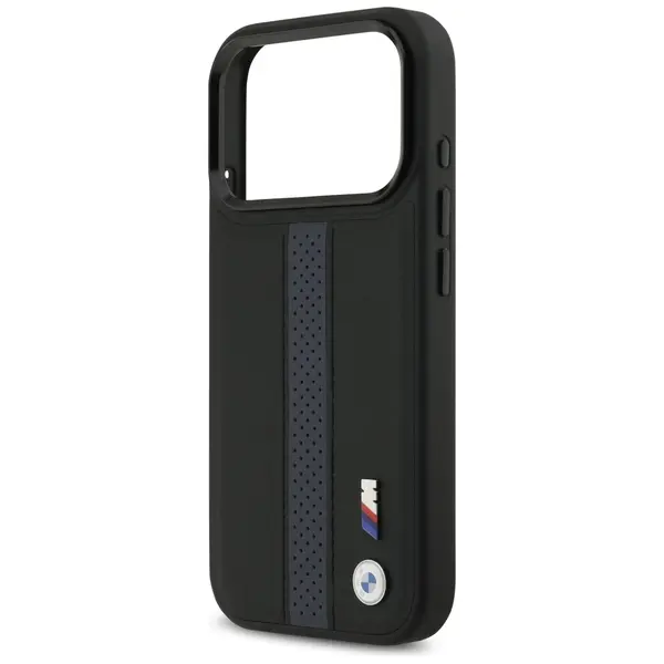 Etui BMW M Perforated Stripe Logo         MagSafe do iPhone 17 Pro niebieski