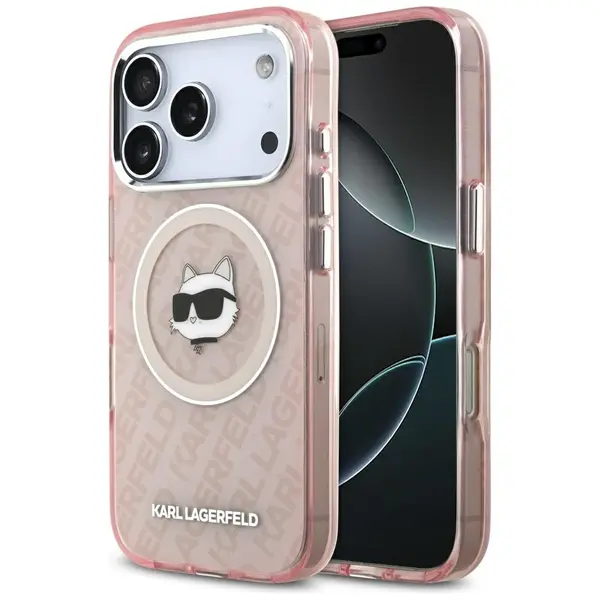 Case Karl Lagerfeld IML Choupette Head Logo MagSafe for iPhone 17 Pro Max pink