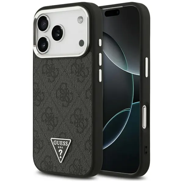 Etui Guess 4G Triangle Logo MagSafe do iPhone 17 Pro czarny srebrny