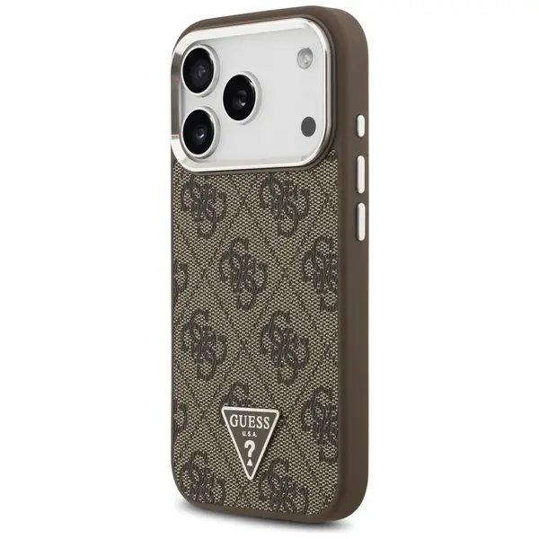 Etui Guess 4G Triangle Logo MagSafe do iPhone 17 Pro brązowy srebrny