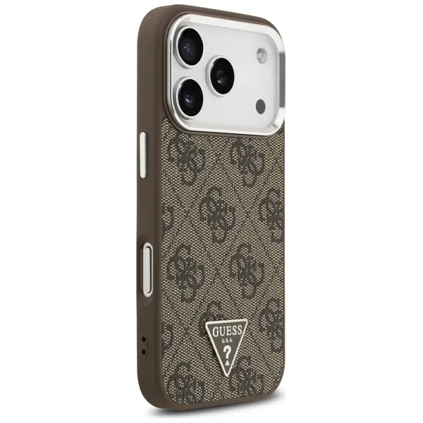 Etui Guess 4G Triangle Logo MagSafe do iPhone 17 Pro brązowy srebrny