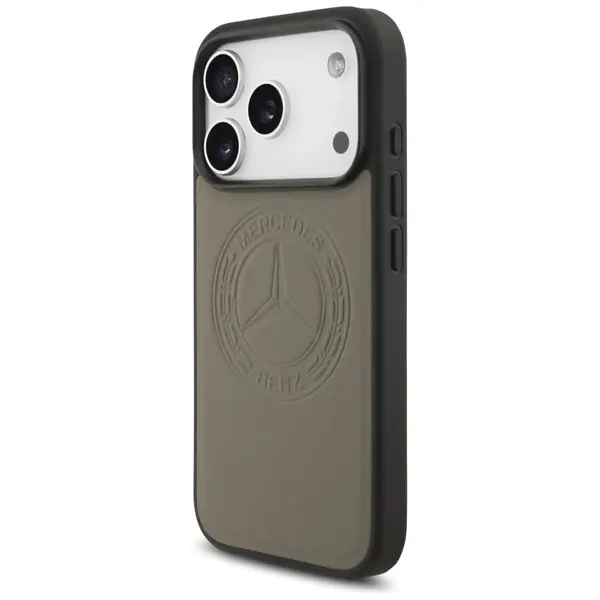 Etui Mercedes Leather Vintage Logo MagSafe do iPhone 17 Pro taupe