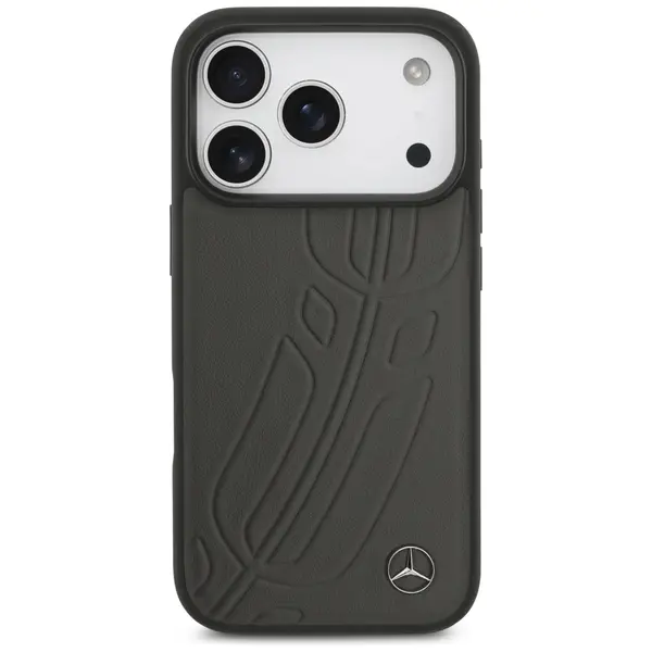 Case Mercedes Leather Large Laurel Leave MagSafe for iPhone 17 Pro antracyt